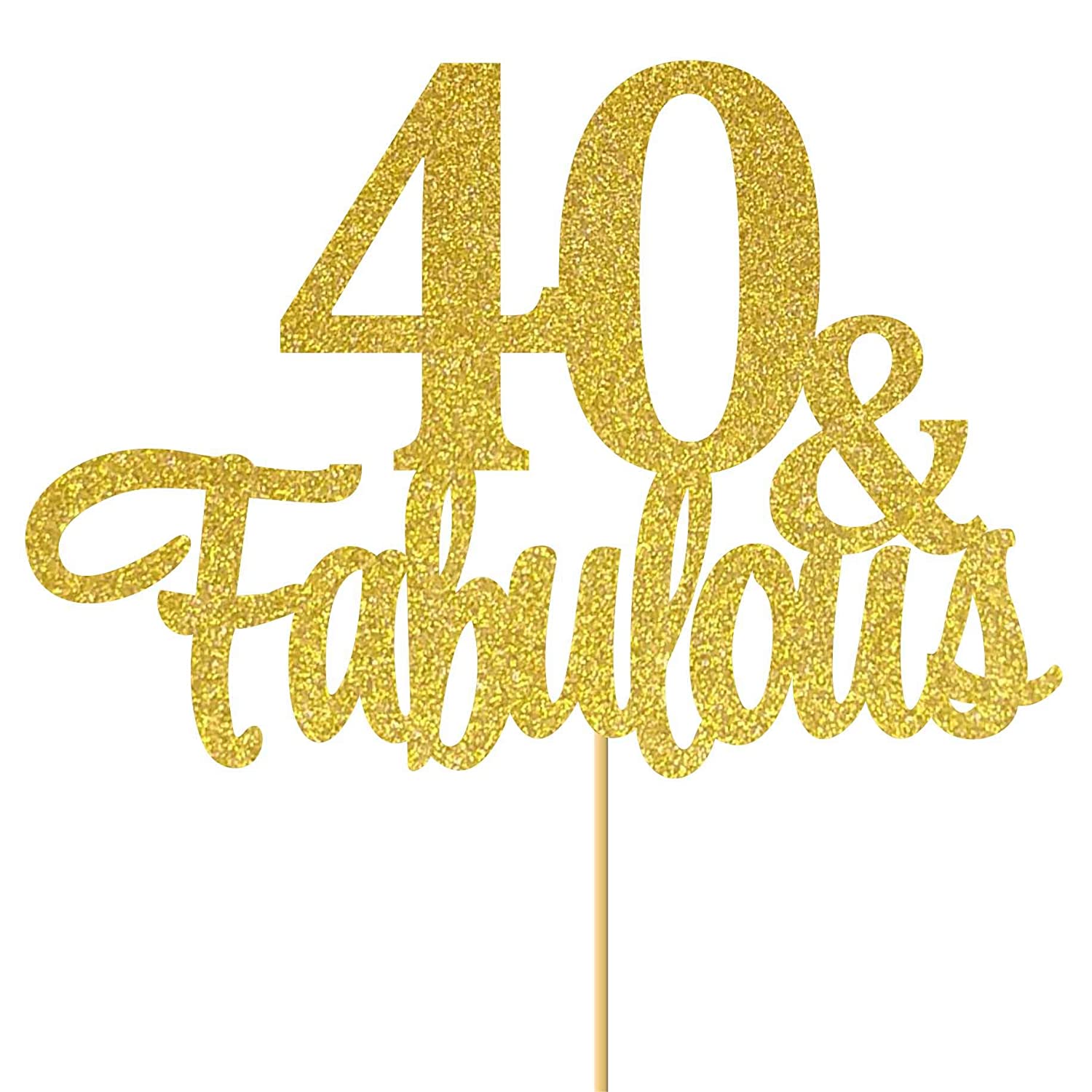 SVM CRAFT Gold Glitter 40 Fabulous Cake Topper - 40 Anniversary ...