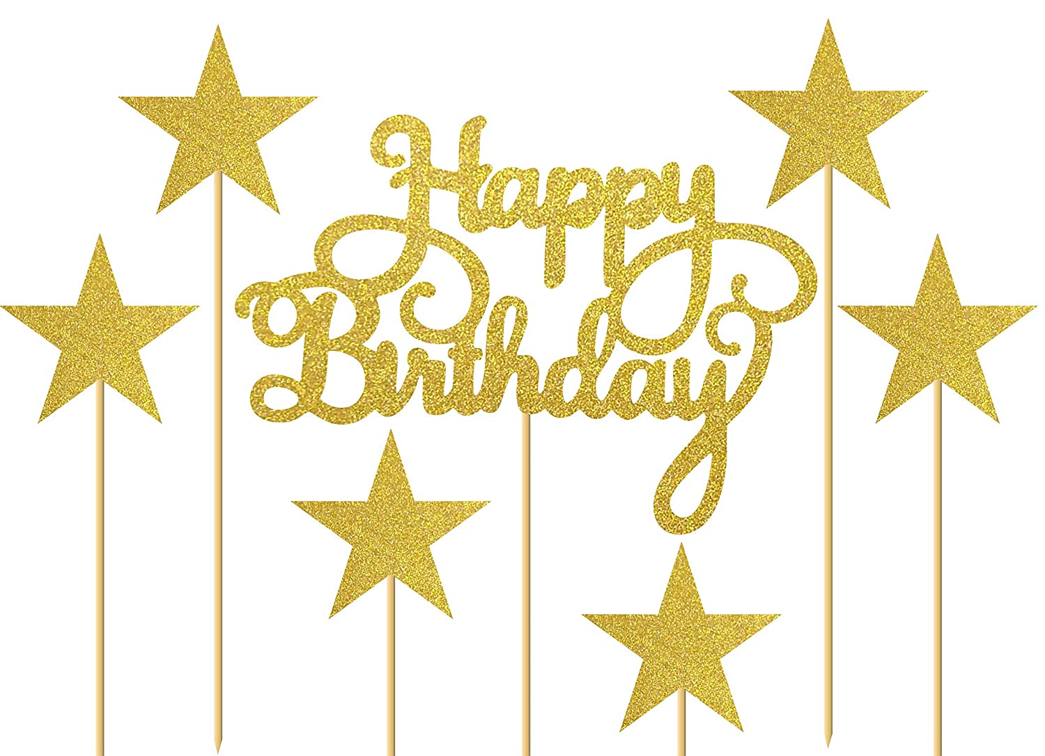 Cake Topper Happy Birthday Glitter Gold