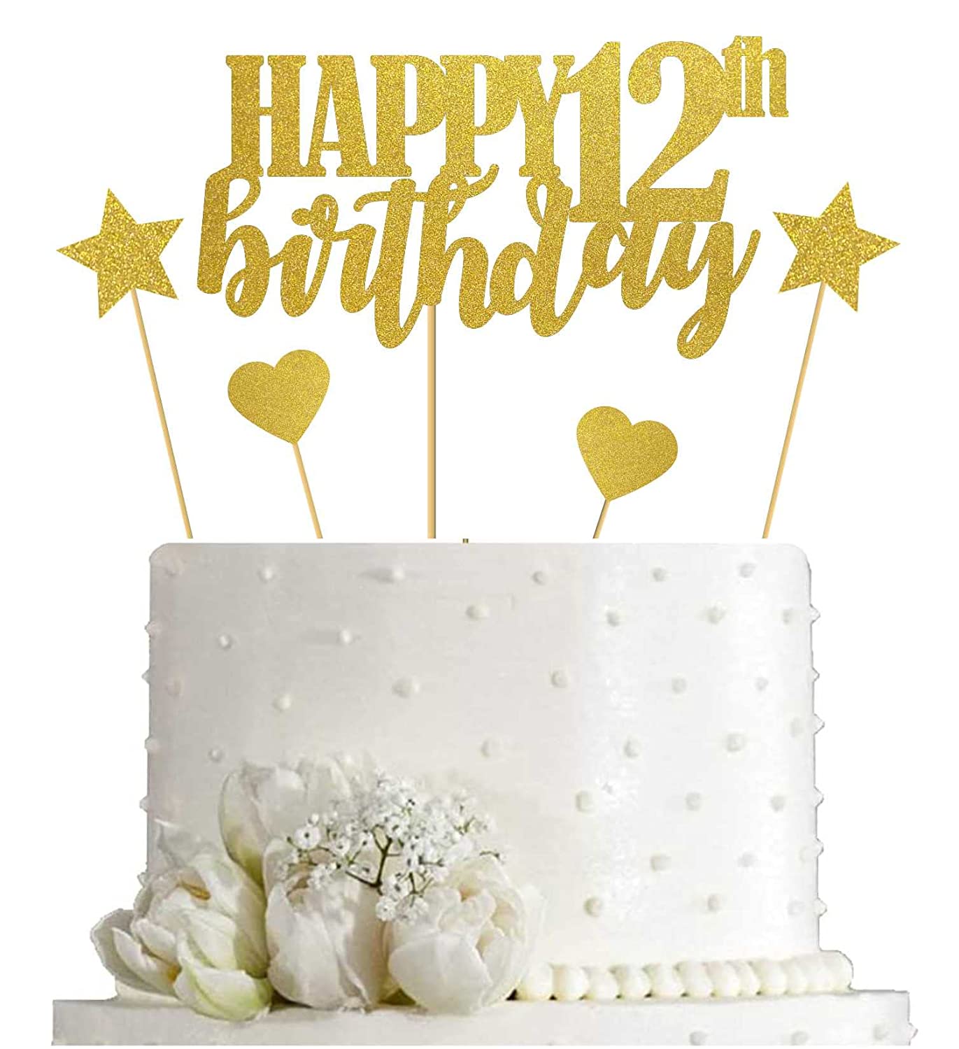 Gold Glitter Happy 12th Birthday Cake Topper, 12th Birthday Cake Topper -  Gold Glitter, 12th Birthday Decorations, 12th Birthday Decorations for  Girls, 12th Birthday Cake Decorations, Happy 12th Birt – SVMCraft