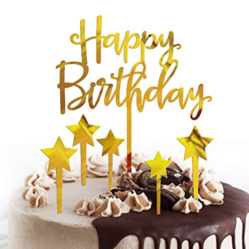 SVM CRAFT -Acrylic Happy Birthday2 with stars Cake Topper Decorations  Birthday Party Decorations 4 – SVMCraft