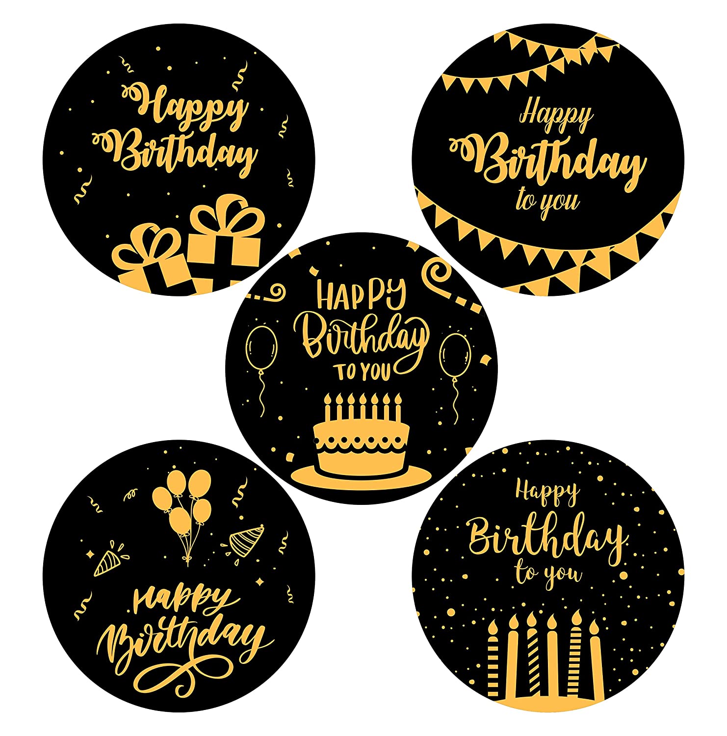 SVM CRAFT Happy Birthday Envelope Seals - 4.5 cm Black Colour Happy Birthday Stickers - 100 Stickers – SVMCraft