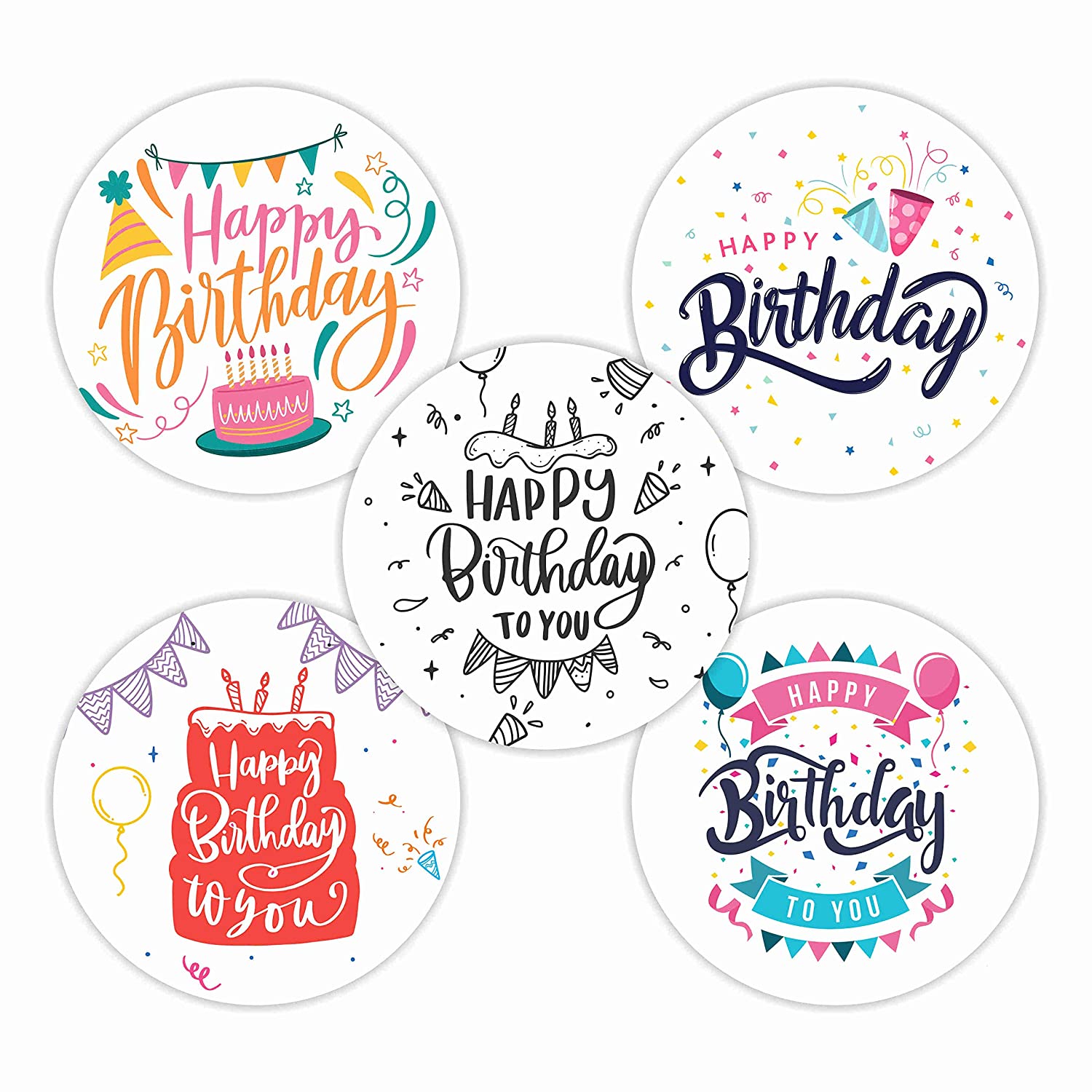 SVM CRAFT Happy Birthday Envelope Seals - 4.5 cm Black Colour