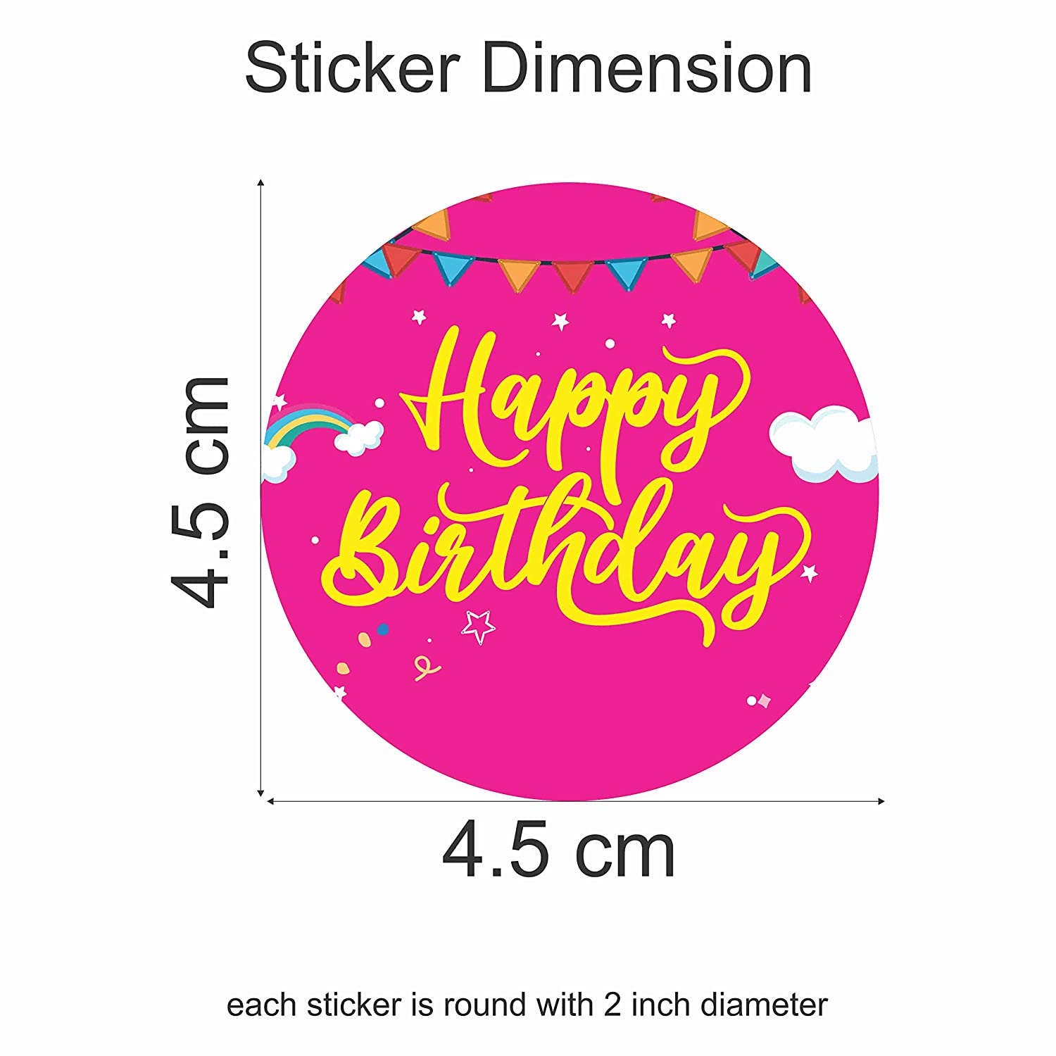SVM CRAFT Happy Birthday Envelope Seals - 4.5 cm Black Colour